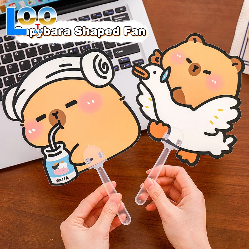 10 قطع لطيف الكرتون كابيبارا شكل البلاستيك مروحة قابلة للطي الصيف المحمولة مروحة تبريد صغيرة طالب مروحة يدوية Kawaii طفل مروحة