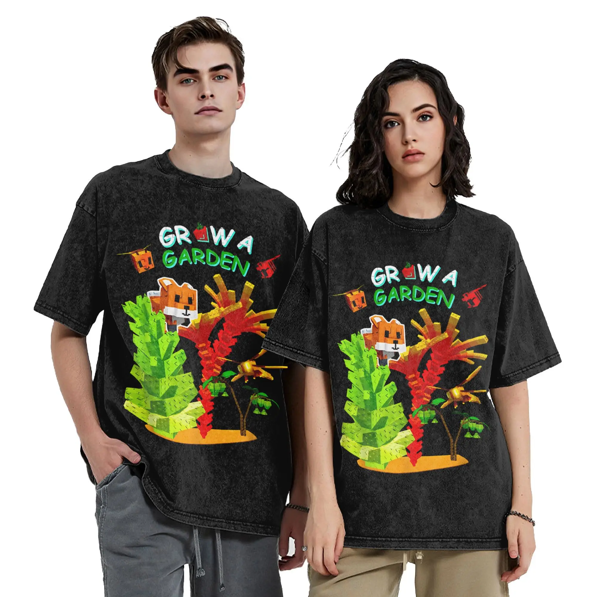 Divertido crecer un jardín Romanesco Burning Bud Fox Disco Bee Gamer Vintage lavado camiseta hombres Tops camisas algodón verano Top Tee