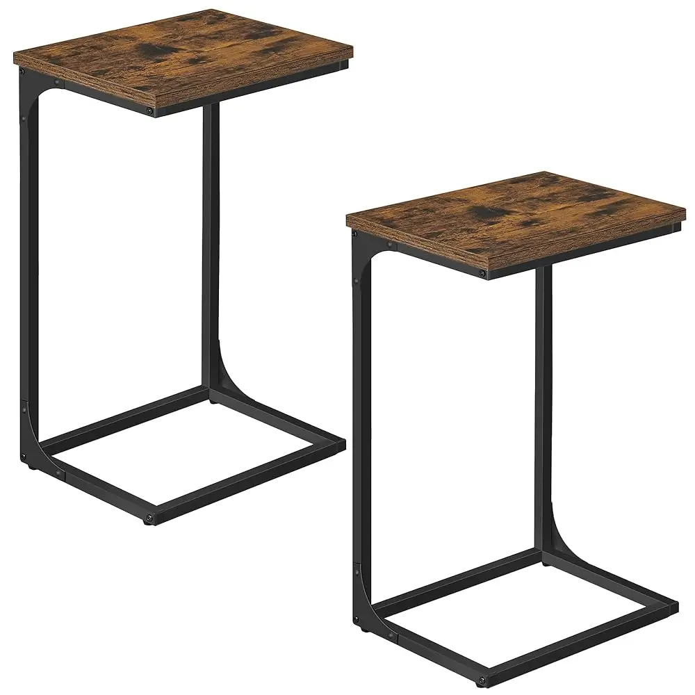 

C-Shaped End Table, Set Of 2, Side Table For Sofa, Couch Table With Metal Frame, Small Tv Tray Table For Living Room, Bedroom,