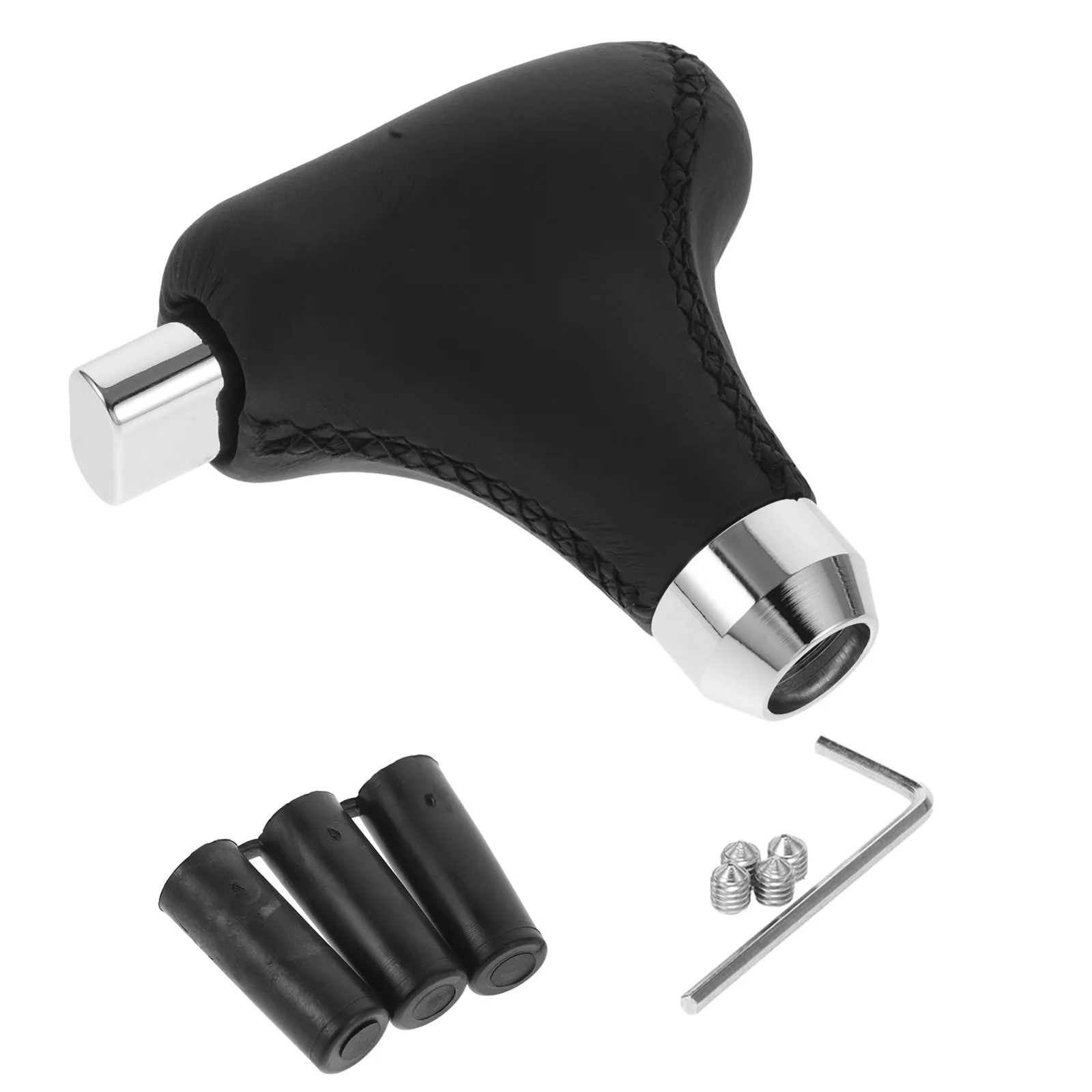 

Stylish PU and Metal Automatic Gear Knob with Premium Hand Stitching Universal Fit for All Automatic Transmission Cars