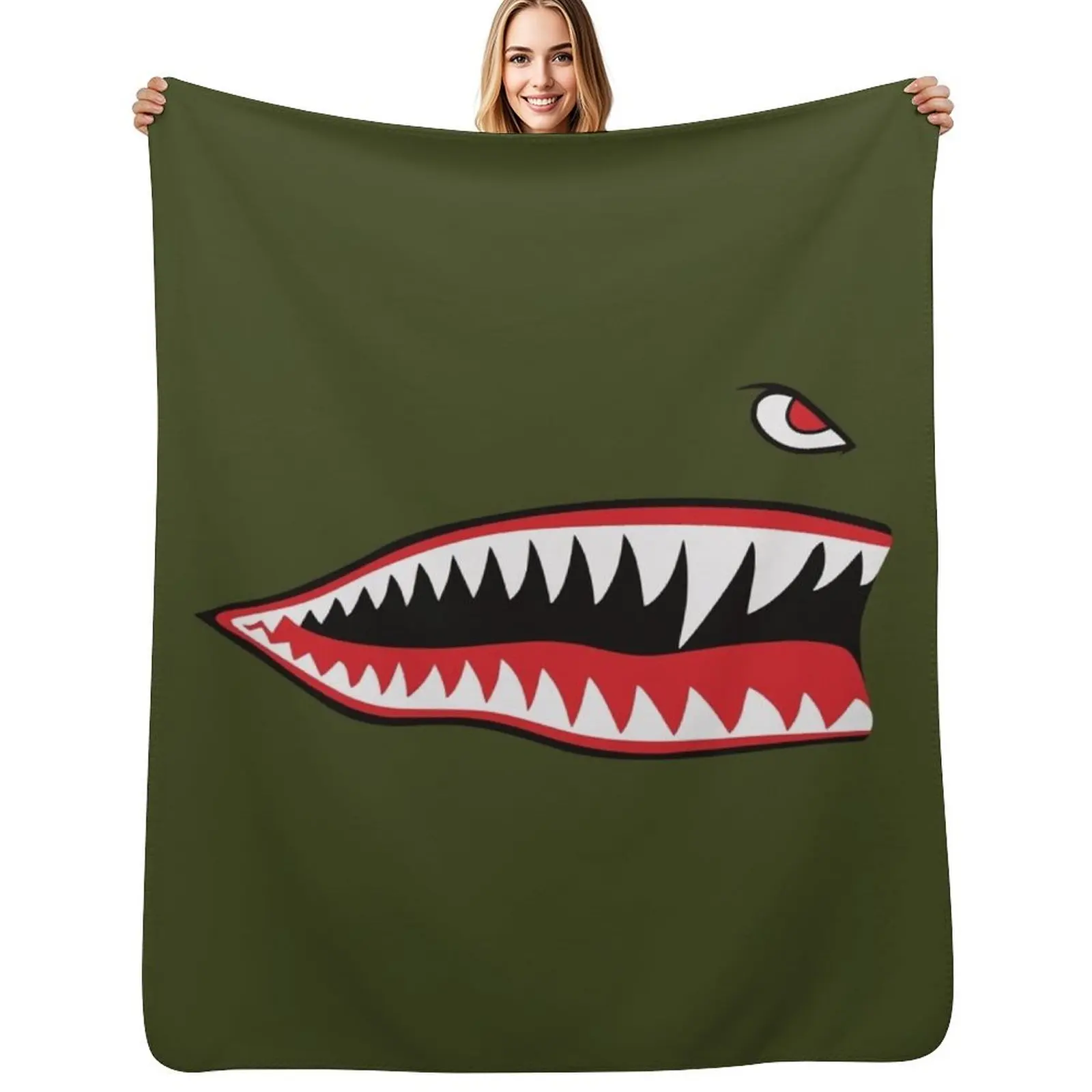 

Flying Tigers Nose Warhawk Throw Blanket Plaid on the sofa for sofa Decorative Sofa Decorative Throw Blankets