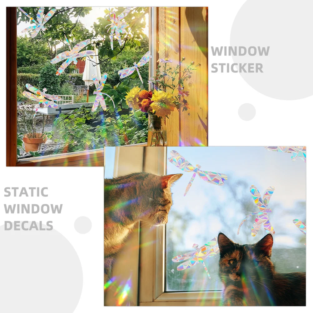 

6pcs Rainbow Prism Sticker Pvc Window Decal Anti Collision Static Glass Decoration For Home Living Room Bedroom Removable