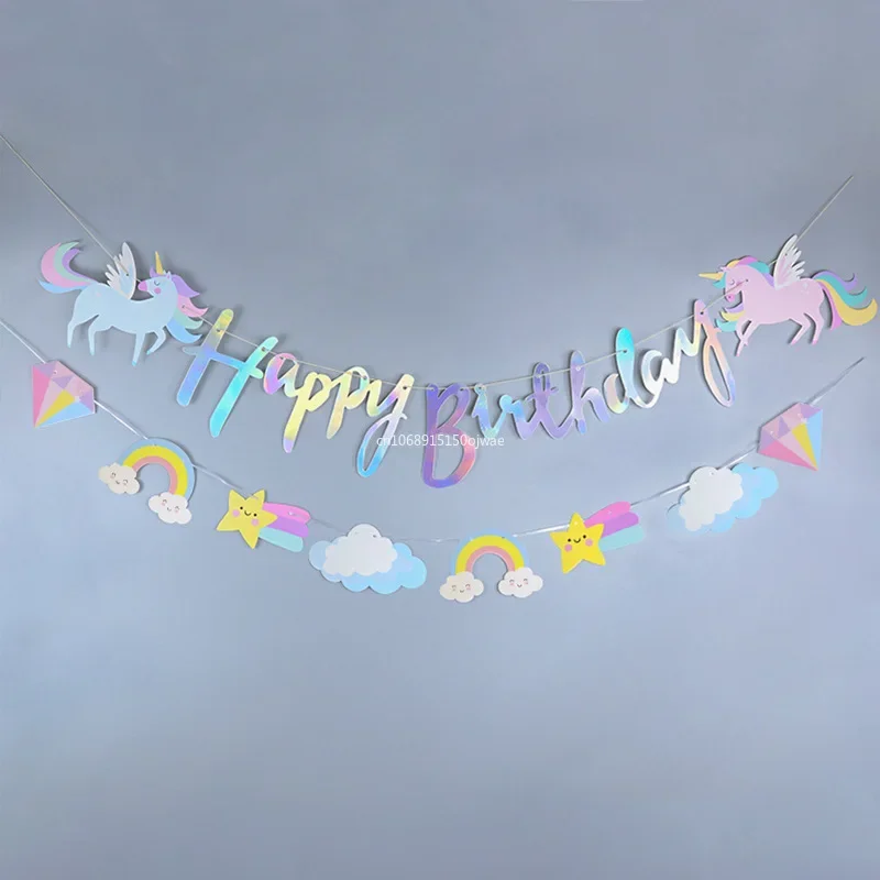 1 Set Unicorn Birthday Decorations Unicorn Happy Birthday Banner Unicorn Party Supplies for Girls Birthday Party Decorations