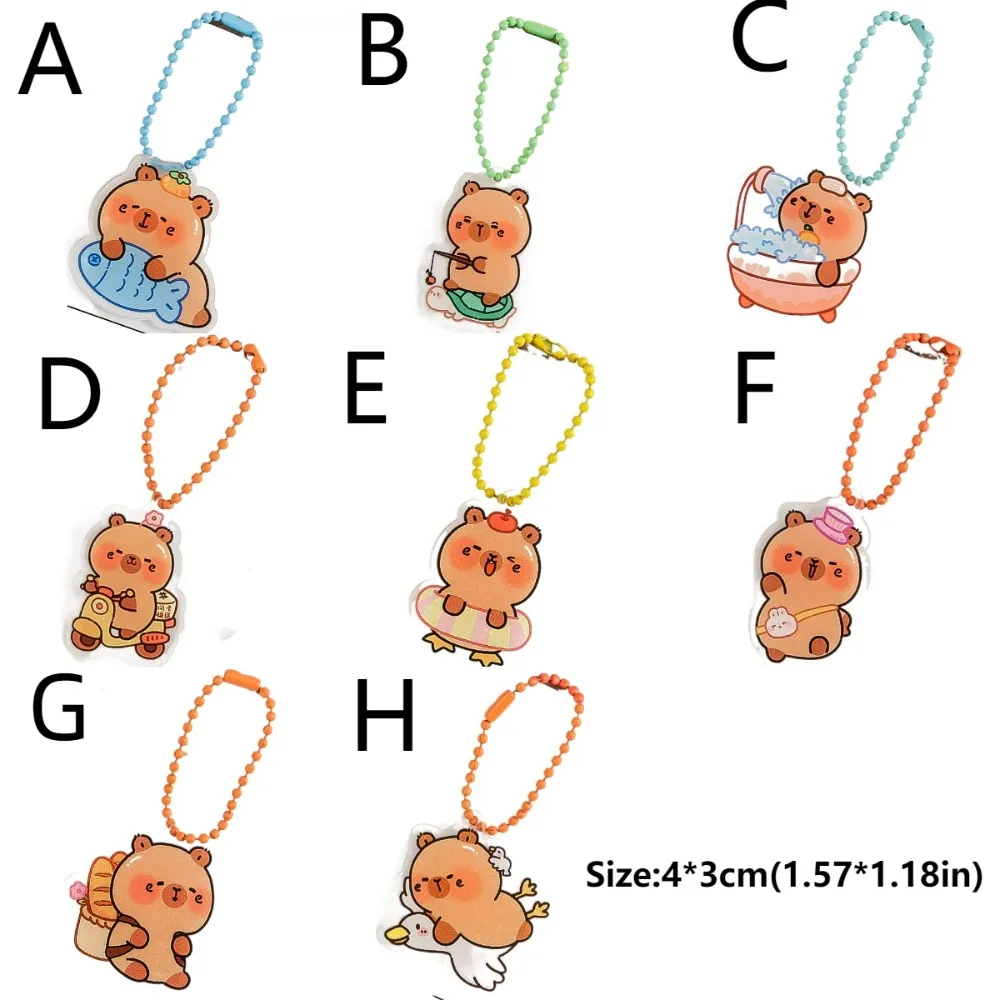 New Lovely Capybara Keychain Acrylic Cartoon Bag Charm Key Ring Gift