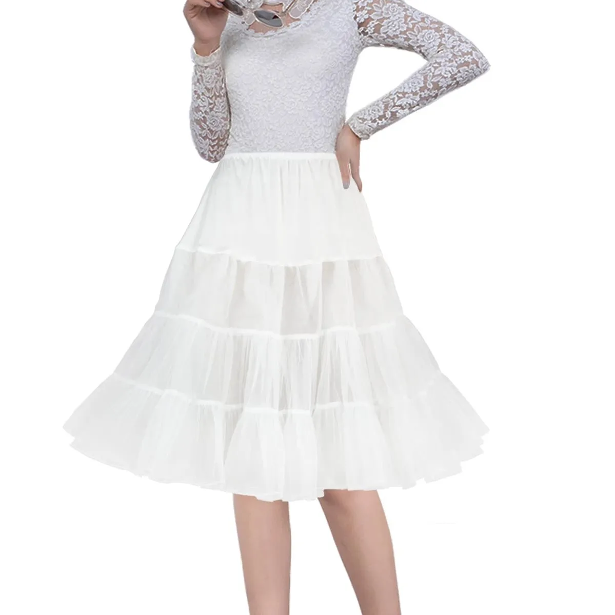 Mid Length Skirt Adjustable Petticoat for Women Fashionable Soft Tulle Skirt Support with No Hoop Design