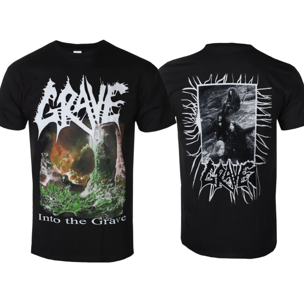 GRAVE INTO THE GRAVE Pattern Printed T-shirt 100% Cotton Unisex Summer New  Classic Retro Band T-shirt