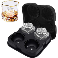 3D Ice Cube Tray Silicone Rose shape Ice Mold Refrigerator DIY Moulds Ice Ball Maker Whiskey Cocktail Ice Stencil Kitchen Tools
