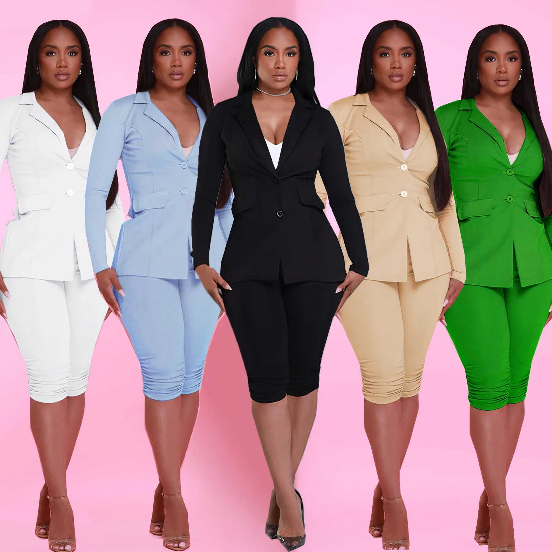 

Женский костюм: пиджак и шорты, весенне-осенний комплект из двух предметов, однотонный повседневный деловой костюм для офиса, тренд 2026 года, ретро-стиль, весна, размер S