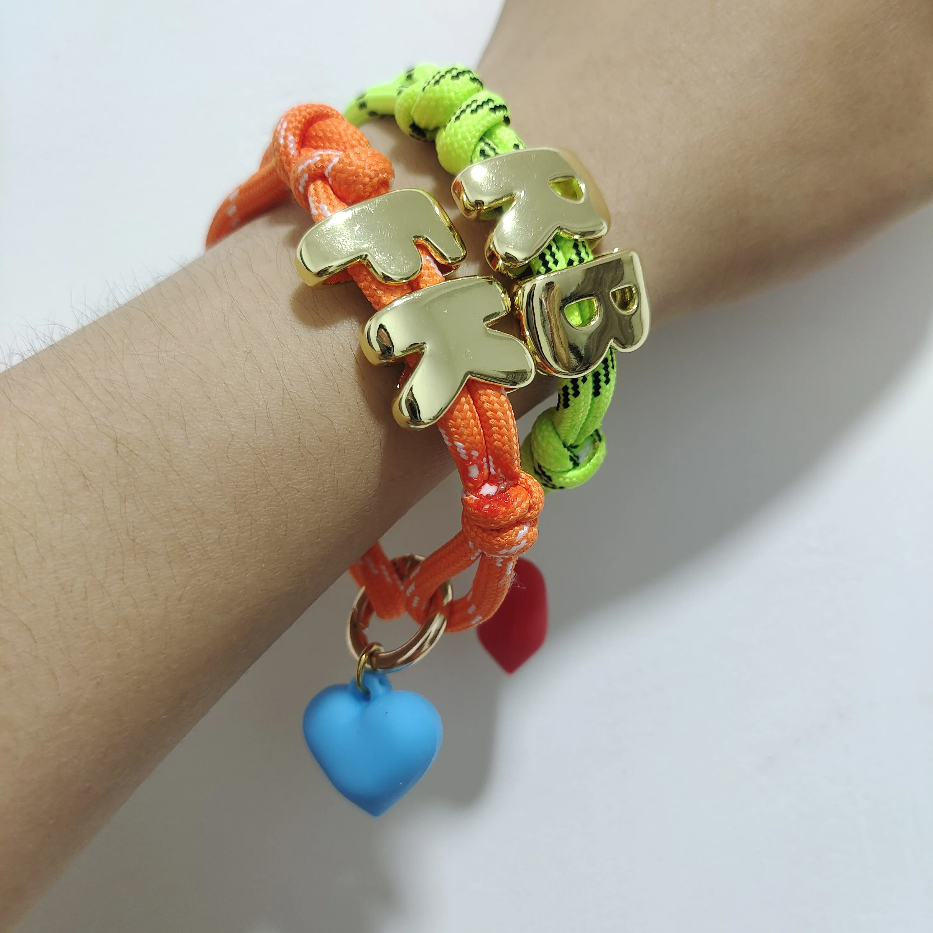 Braided String Gold Bracelet With Initial DIY Handmade Bubble Letter Bracelet Alphabet Heart For Women Christmas Gift Jewelry
