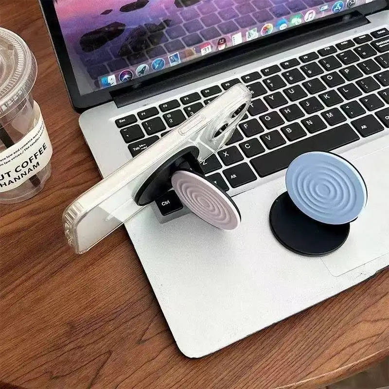 حامل هاتف محمول مغناطيسي قابل للطي، حامل سطح المكتب يدعم دعامة توسيع حلقة متموجة لهاتف magsafe IPhone