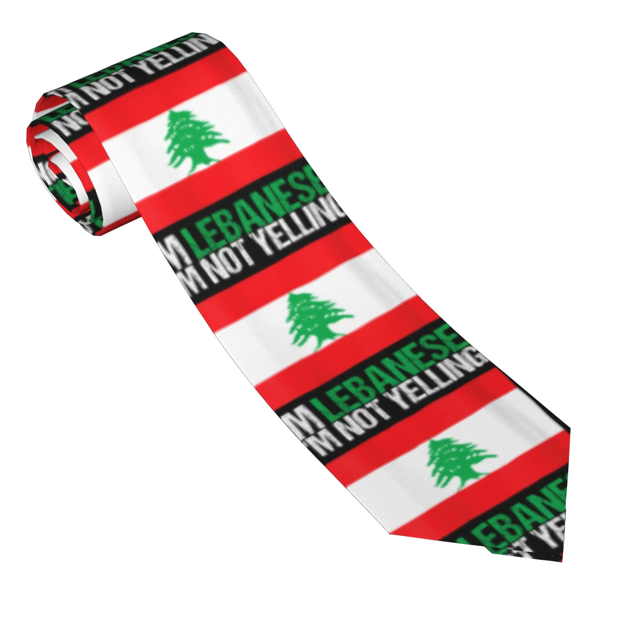 Mens Tie I'm Not Yelling Lebanese Country Flag Lebanon Neck Ties  Cute Funny Collar Tie Pattern Daily Wear Necktie Accessories