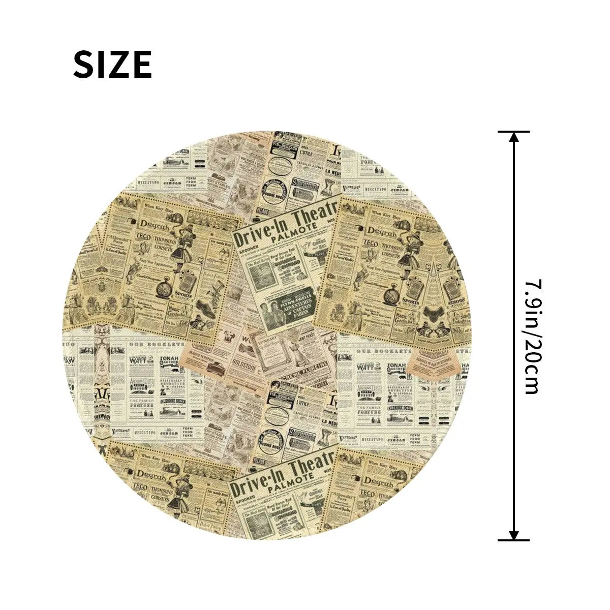 Old Newspaper Mouse Pad Vintage Print Fashion Round Mousepad Graphic Comfortable Quality Mouse Mats For Laptop PC MacBook