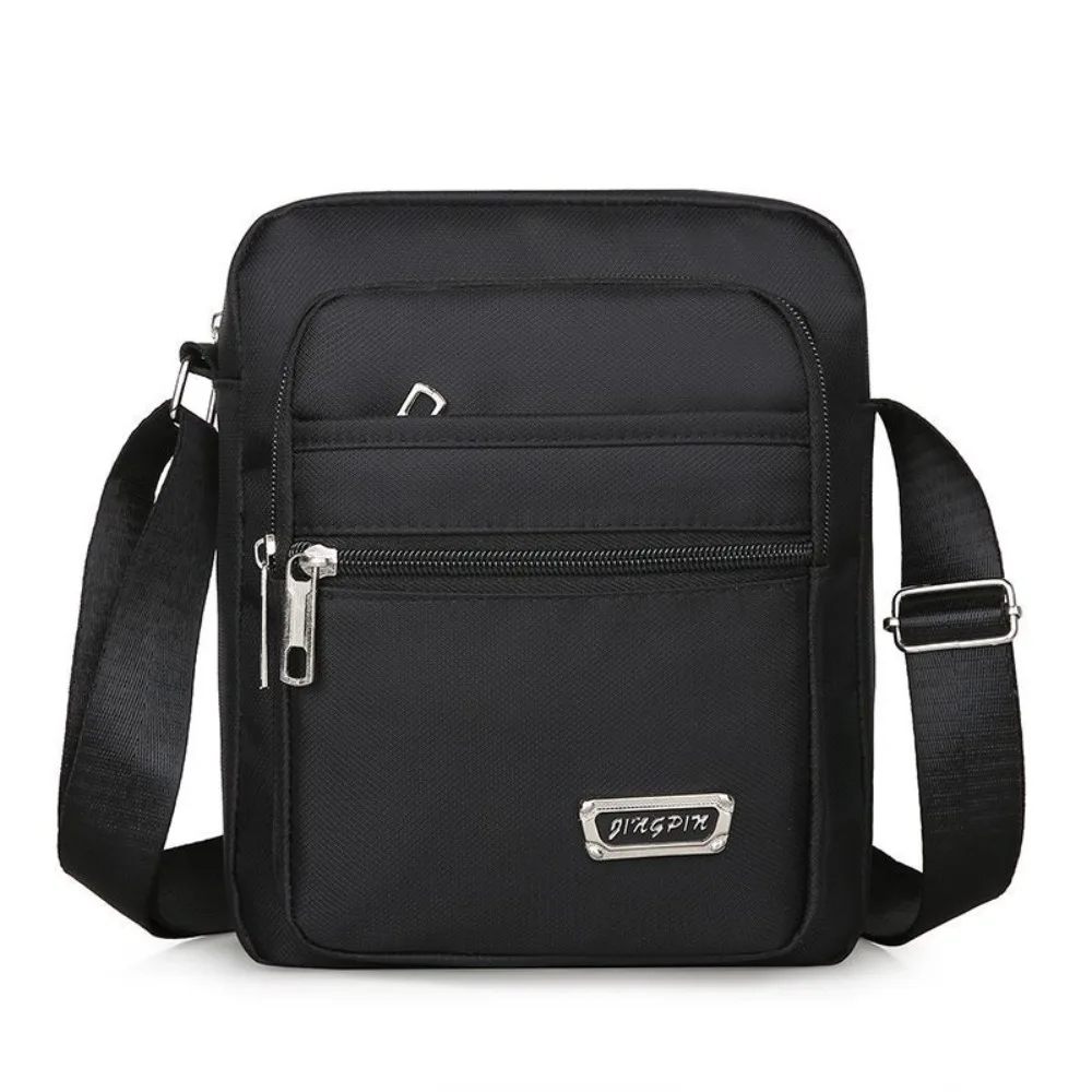 Simple Letter Oxford Shoulder Bag Multi-Layer Large Capacity Men Messenger Bag Storage Waterproof Retro Square Bag Men