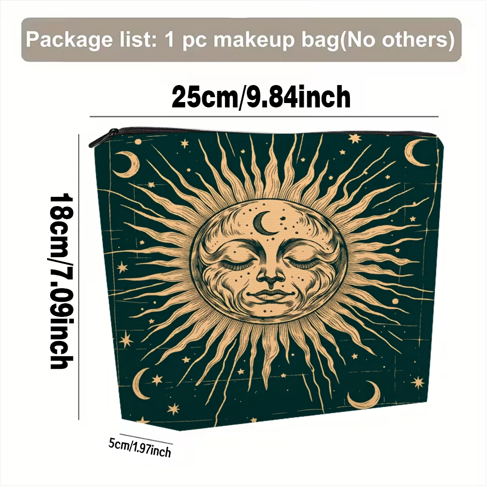 Sun And Moon Celestial Pattern Makeup Bags for Girls Cosmetic Pouch Toiletry Bag Pencil Case Travel Storage