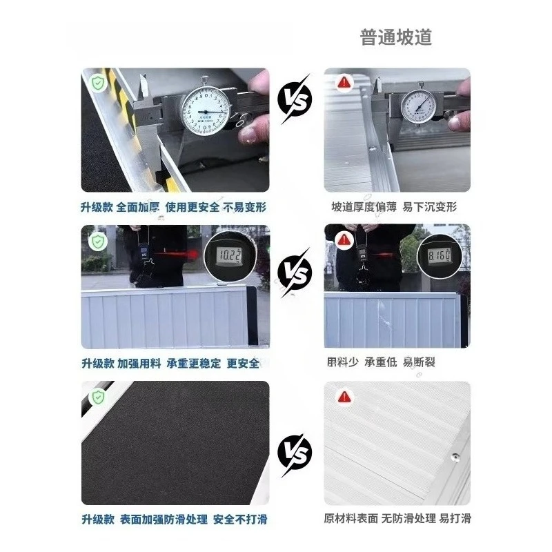 Portable Foldable Aluminum Wheelchair Step Ramp Plate, Non-slip Transition Ramp for Vehicle Access