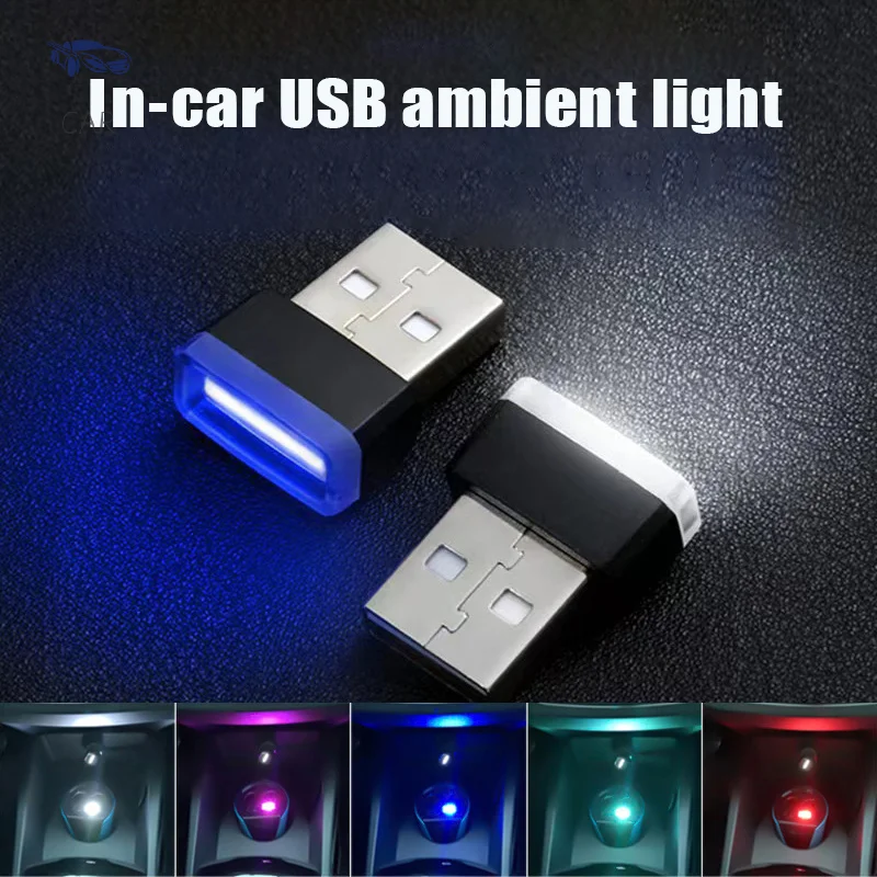 Mini USB LED Atmosfera Luzes, Luz Interior do Carro, Auto Plug Portátil, Lâmpada Ambiente, Decorativa, 1Pc