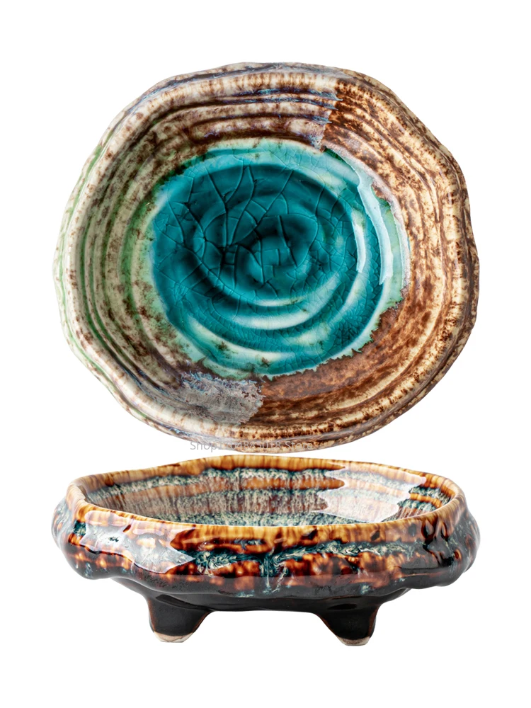 

Ceramic Sushi Dish Restaurant Ice Cracked Glaze Molecular Cuisine Tableware Dessert Snack Plate Dipping Sauce Fruit Platter