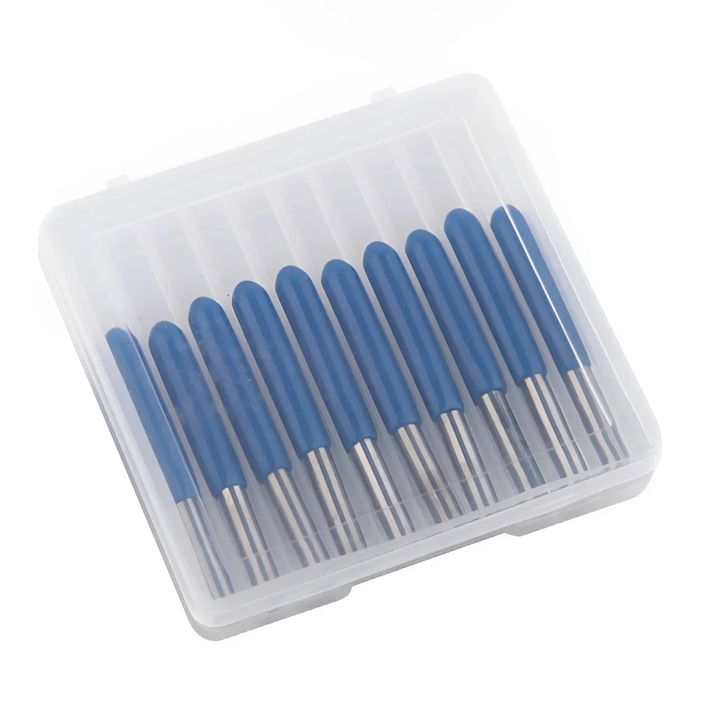 

20 Degrees Recoil Design 0.1mm Tip 1/8 10Pcs Nano Blue Coat Engraving Conical V Bits