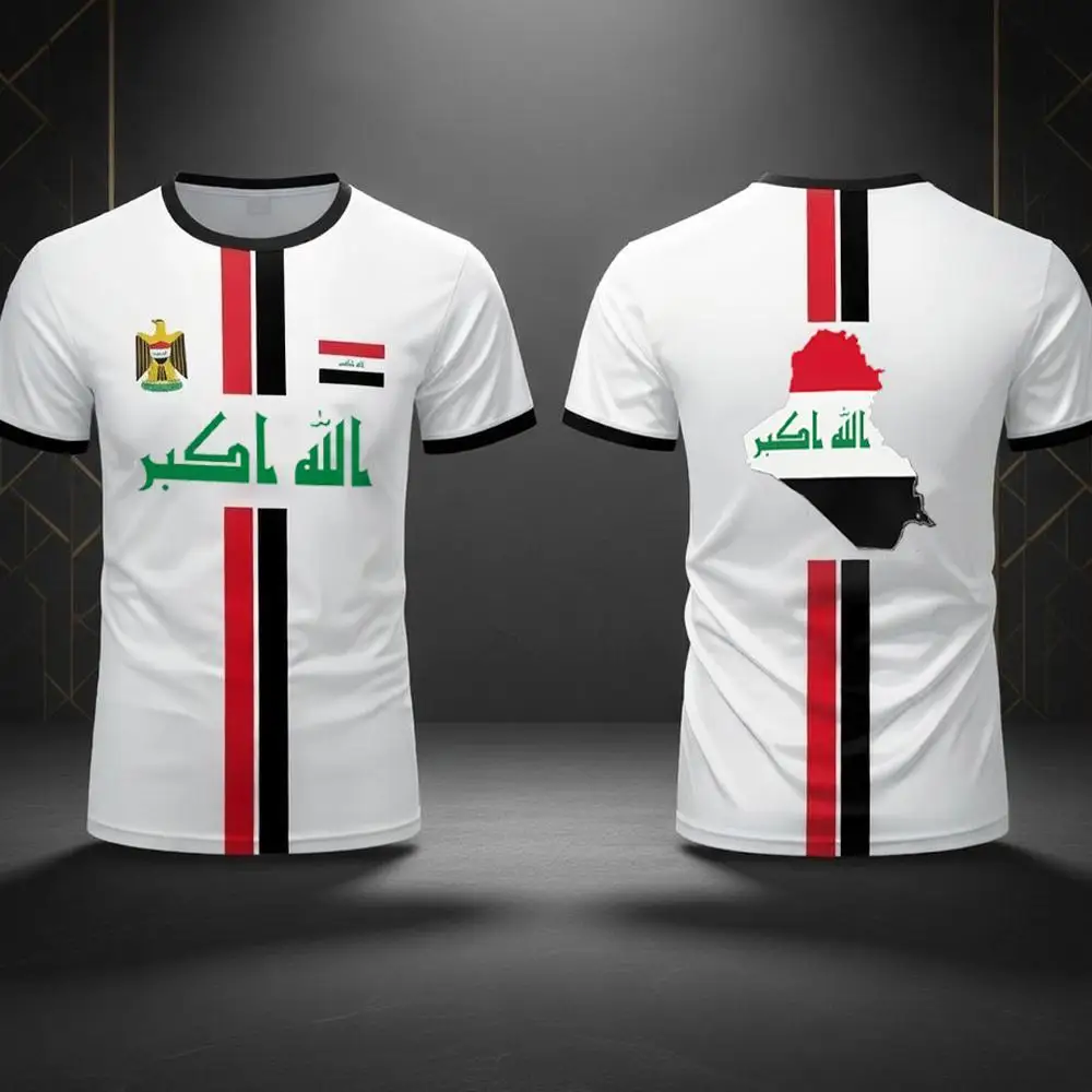 2026 Irak-Stil Bedruckte T-Shirts für Herren und Damen Fußballtrikots Sommer Streetwear Kurzarm-Shirts Sportliche Atmungsaktive Schnelltrocknende Oberteile