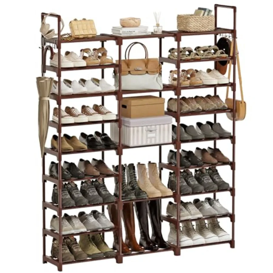 

9 Tiers Shoe Rack Shoe Storage Shoe Organizer 30-35 Pairs Shoe Tower Unit Shelf Durable Metal Pipes with Plastic Connectors Sta