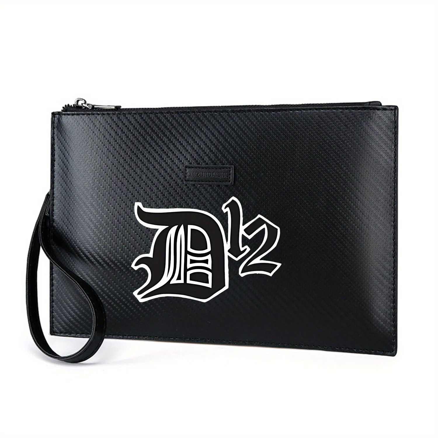 حقيبة يد رجالية من البولي يوريثان مطبوعة باللونين الأبيض والأسود D12، عصرية وعملية للحمل اليومي