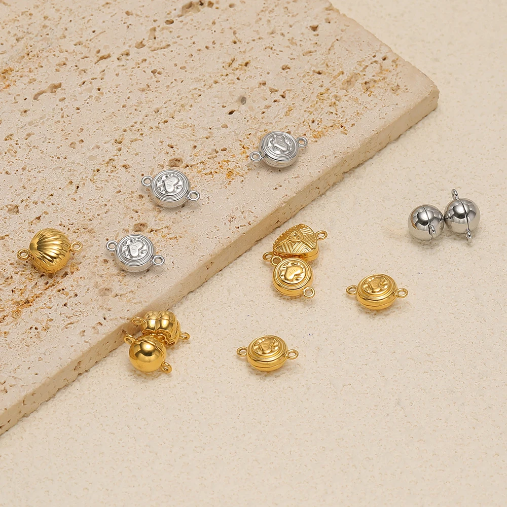 2 Sets Edelstahl-Herz-Magnetverschlüsse, Perlenverschlüsse für DIY-Schmuckherstellung, Armband- und Halsketten-Verbinder. – Detail 5