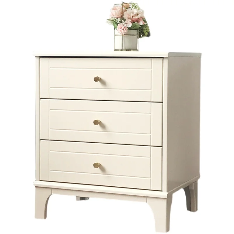 American light luxury solid wood bedside table 3 drawer chest simple modern home bedroom mini small apartment bedside table