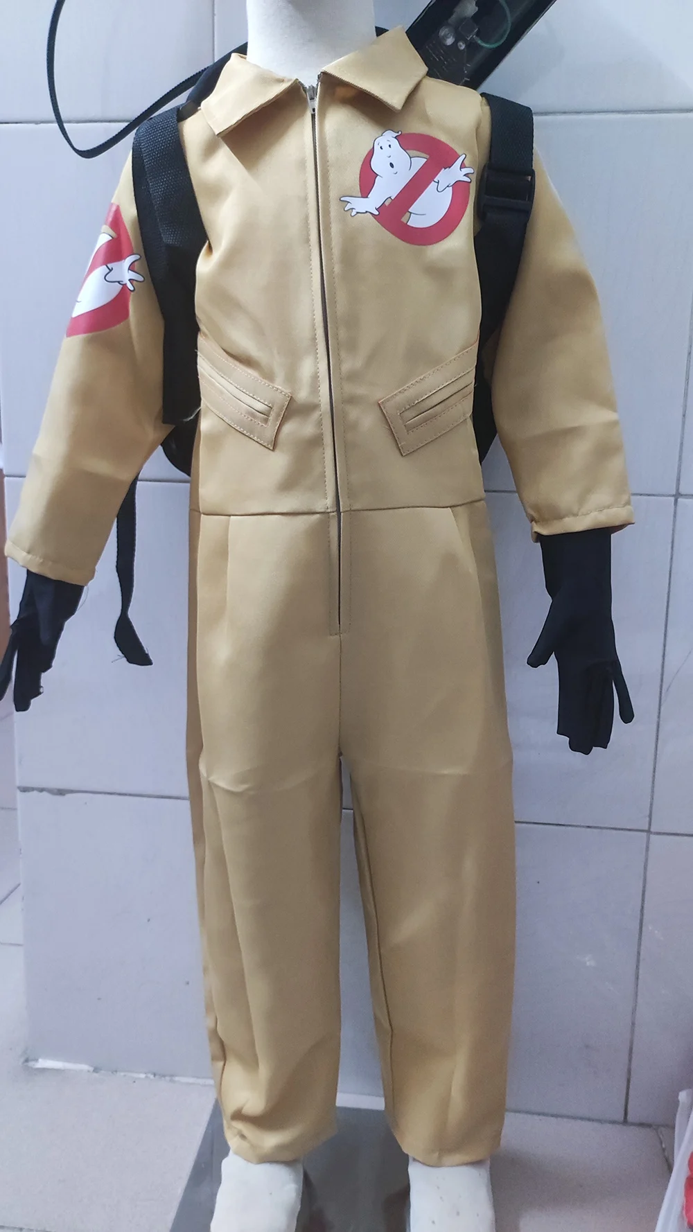 Movie Ghost Busters Cosplay Costume Kids Anime Kids Suit Halloween Jumpsuit Bag Halloween Party Fancy Suit