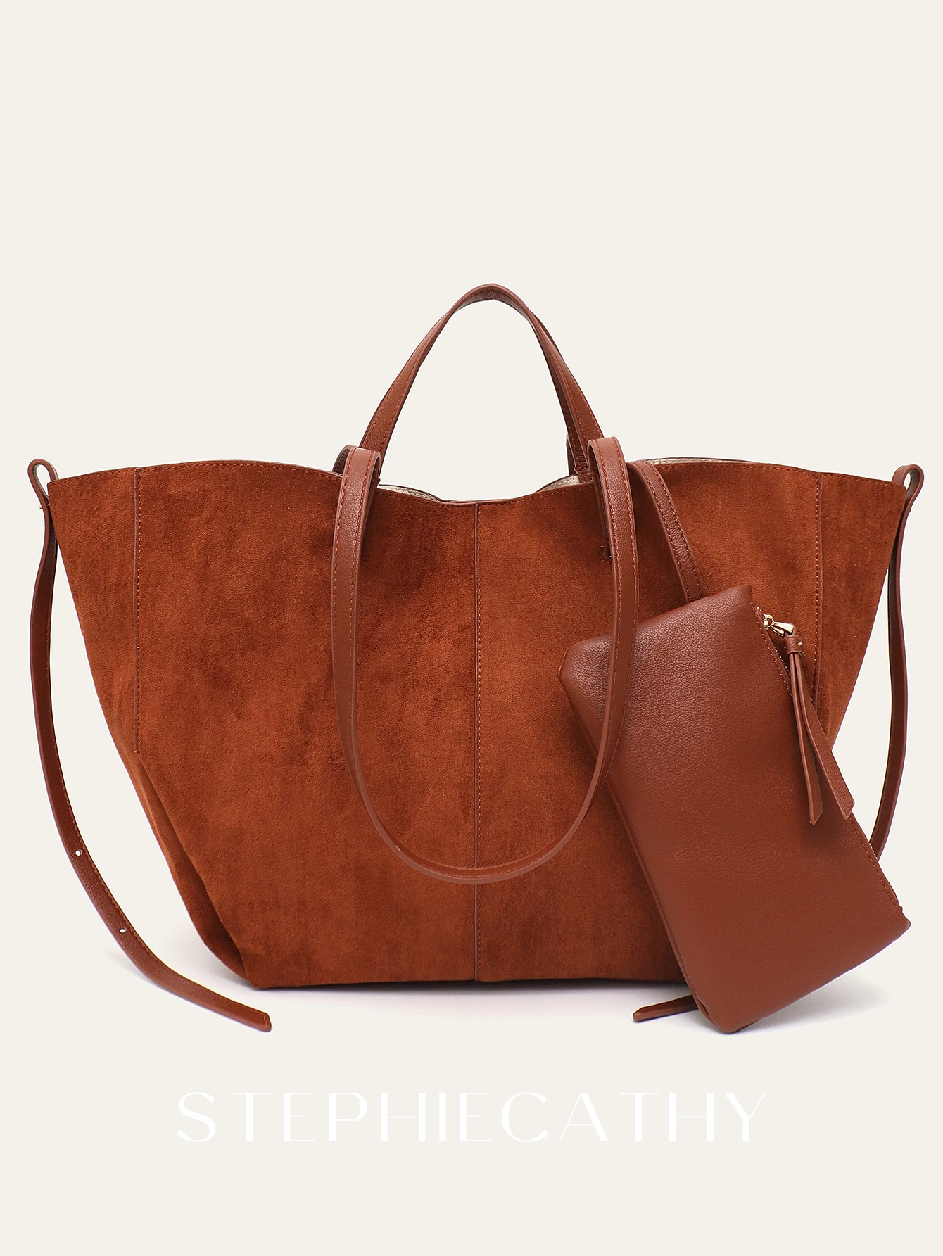 

Women's Classic Soft Faux Suede PU Leather Large Tote Simple Large Capacity Shoulder Handbag Purse Daily Shopping Commute Winter