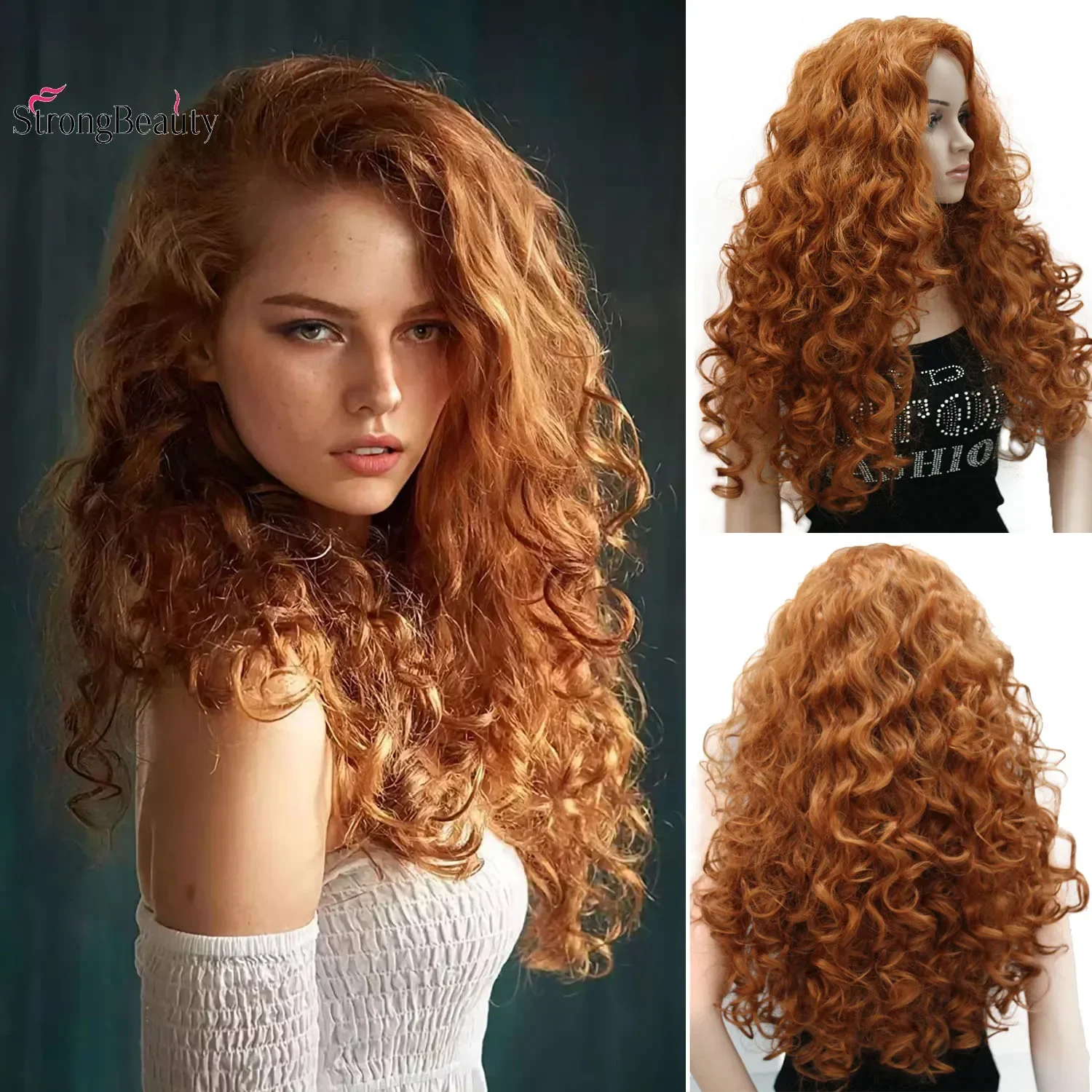 Strongbeauty Long Hair Curly Wavy Full Head Halloween Synthetic Wig Cosplay Costume Party Wigs