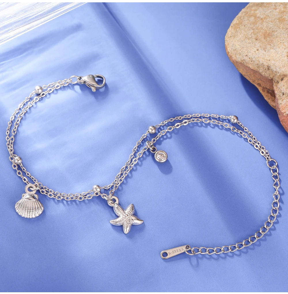 COOLTIME Seestern Muschel Armbänder für Frauen Edelstahl Mode Sommer Strand Schmuck Armband Zubehör für Ozean Liebhaber – Detail 9
