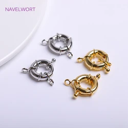 Multi Sizes 18K Gold Plating Sailor Clasps Connector Brass Spring Ring Clasp with Attach Rings DIY Jewelry Making Accessories