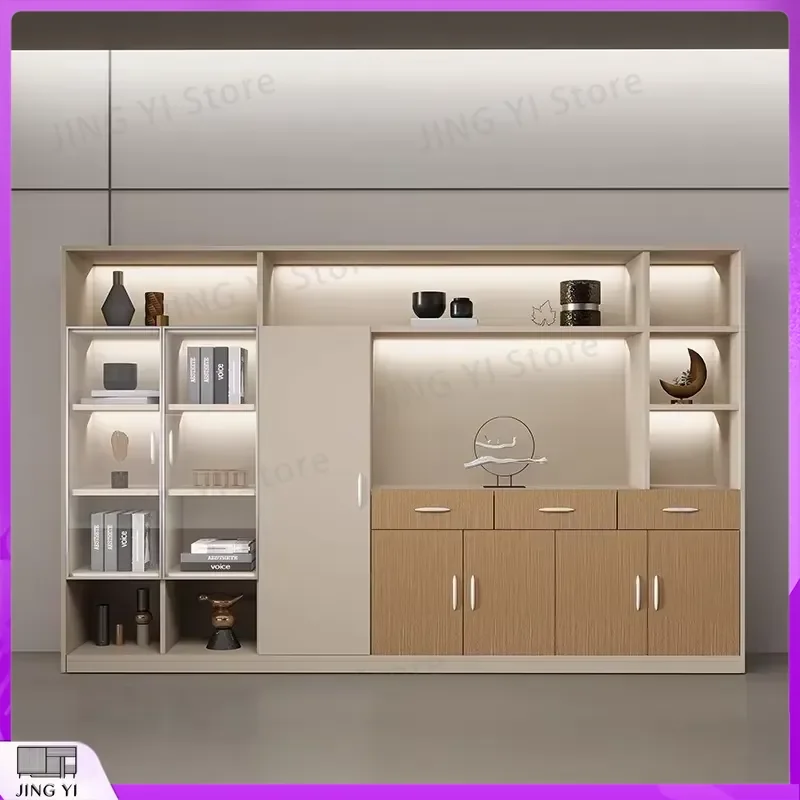 Modern Minimalist Wooden Bookcase File Cabinet for Office Living Room Study Desk Storage Shelf Organizer Home Library