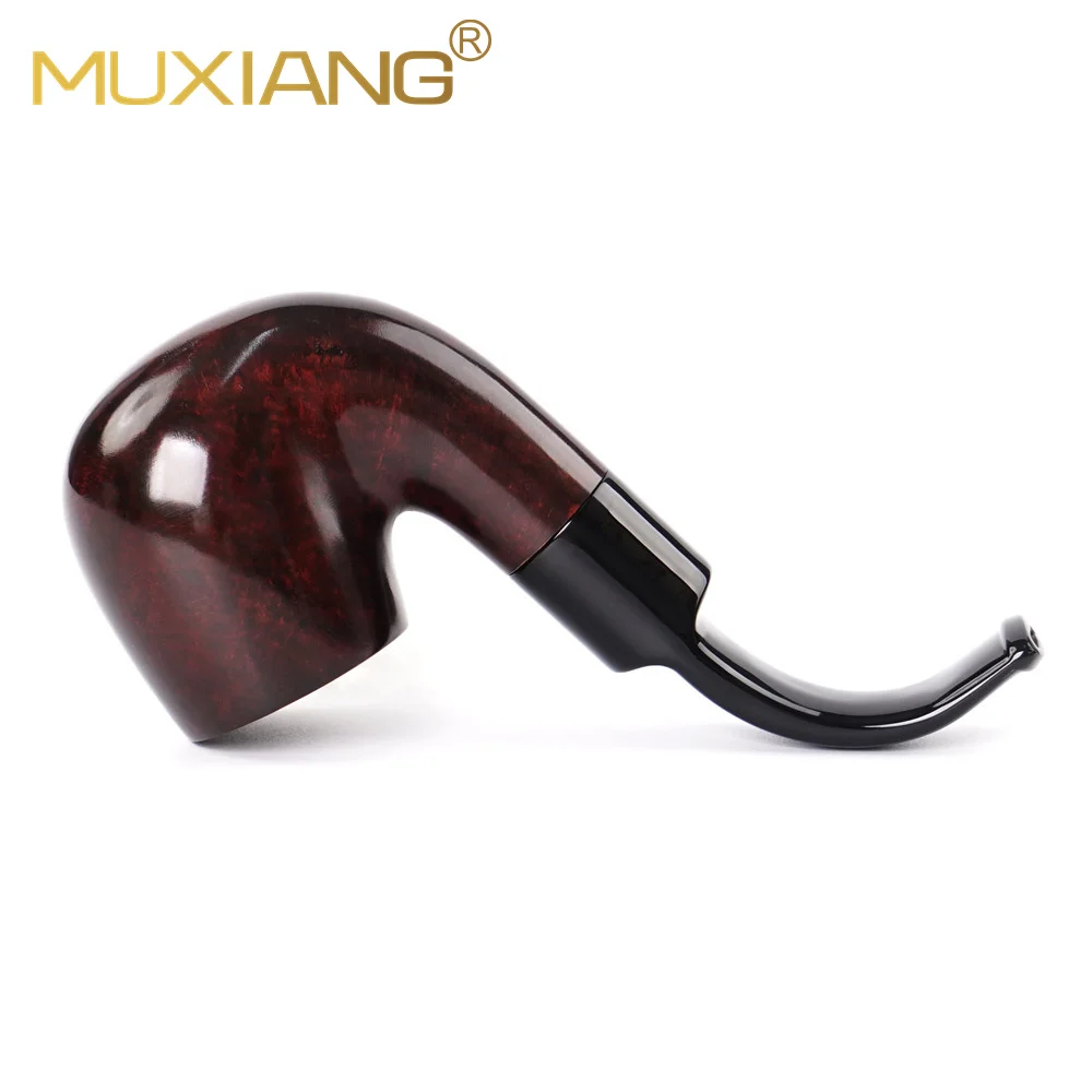 MuXiang handmade portable pipe ,  9mm filter tobaccoco pipe , black/dark red smoke pipe，Curved Cigarette Holder ，for Men\'s gift