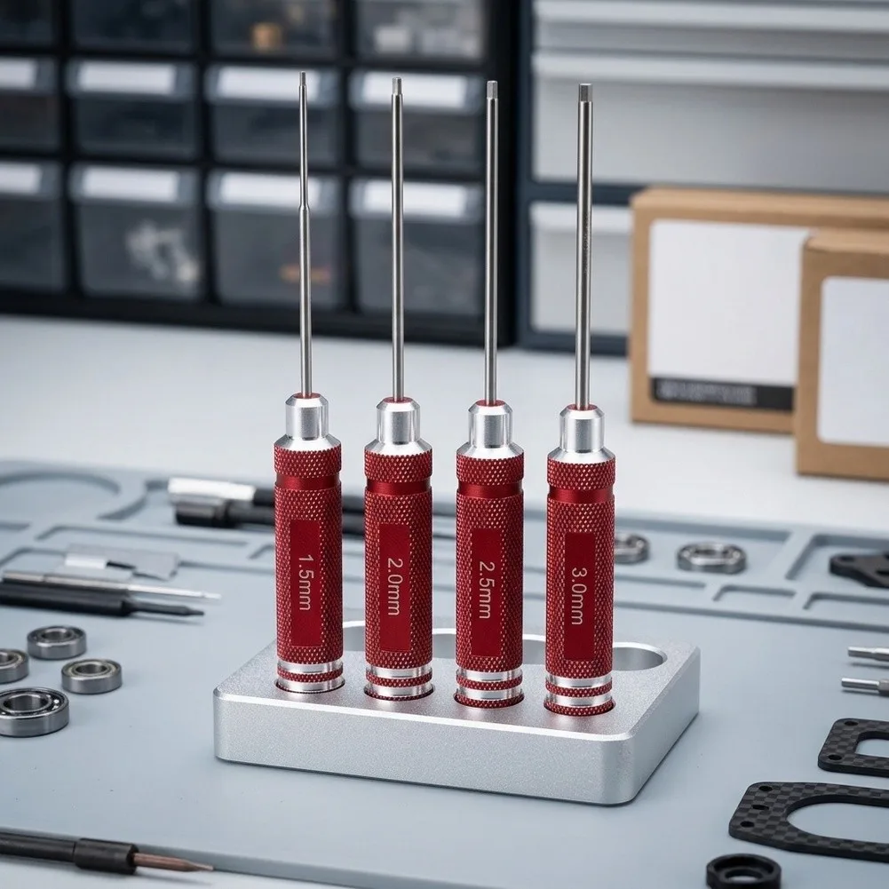 4pc Colorful Hex Screwdriver Set Made with HSS Core and Anodized Aluminum Shafts for Accurate Hex Fastener Engagement