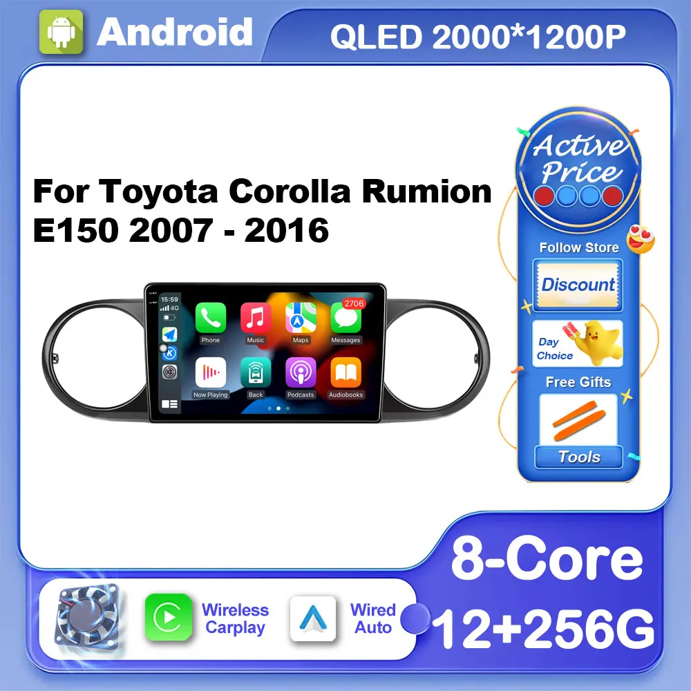 

9 ''беспроводной Carplay Android OS автомобильный радиоприемник для Toyota Corolla Rumion E150 2007 - 2016 мультимедийный плеер GPS Navi No 2 din BT DSP