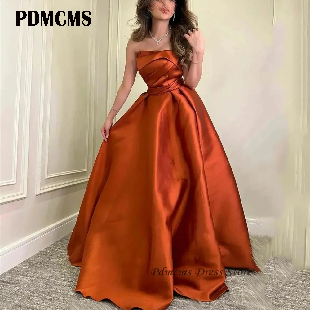 

PDMCMS Ball Gown Evening Dresses Strapless Simple Prom Dress Plus Size Women Formal Occasion Gowns Party Dresses Robes De Soirée