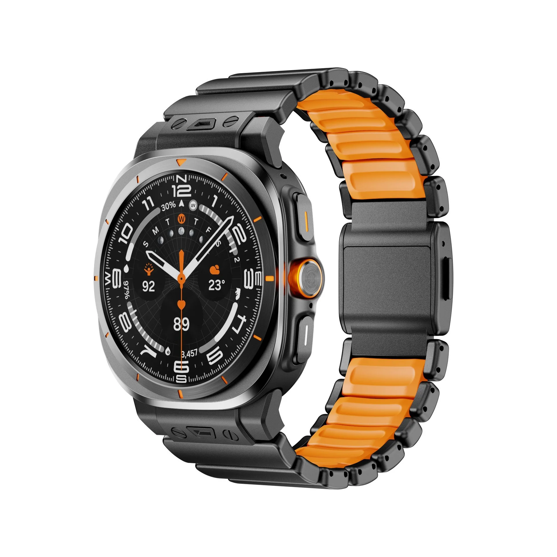 Pulseira para Relógio Samsung Galaxy Watch8 7 Ultra47 em Titânio com Fivela Magnética de Silicone para Smartwatches