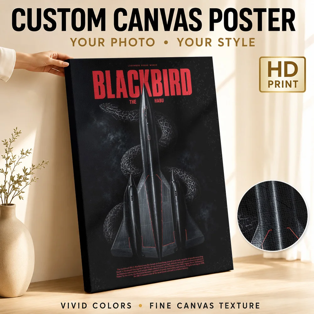 SR-71 Blackbird Habu Aviation Canvas Painting Poster Customized Modern Aesthetic Canvas Wall Art for Living Room Bedroom Decor