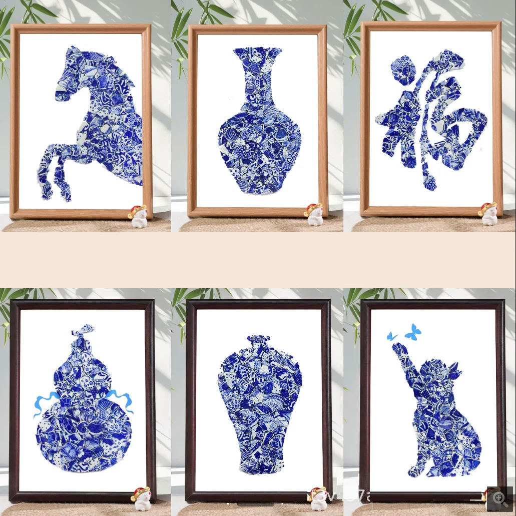 Blue and white porcelain handmade DIY material package, kindergarten primary school students' environmental creation, Marcec cer