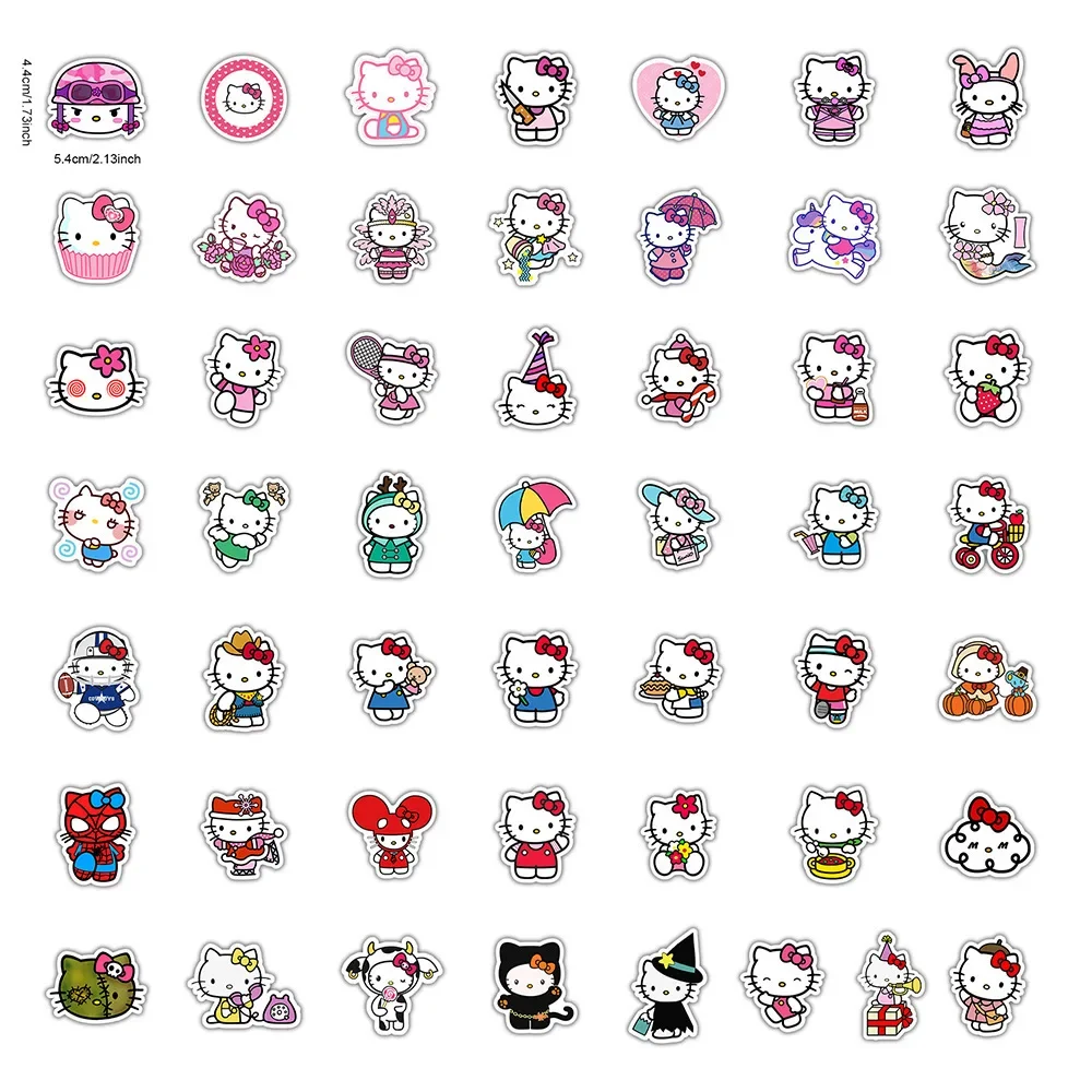 50/100Pcs Hello Kitty Cartoon Stickers Girl Decals for Laptop Diary Scrapbook Stationery Car Decoration Sticker Kids Toys