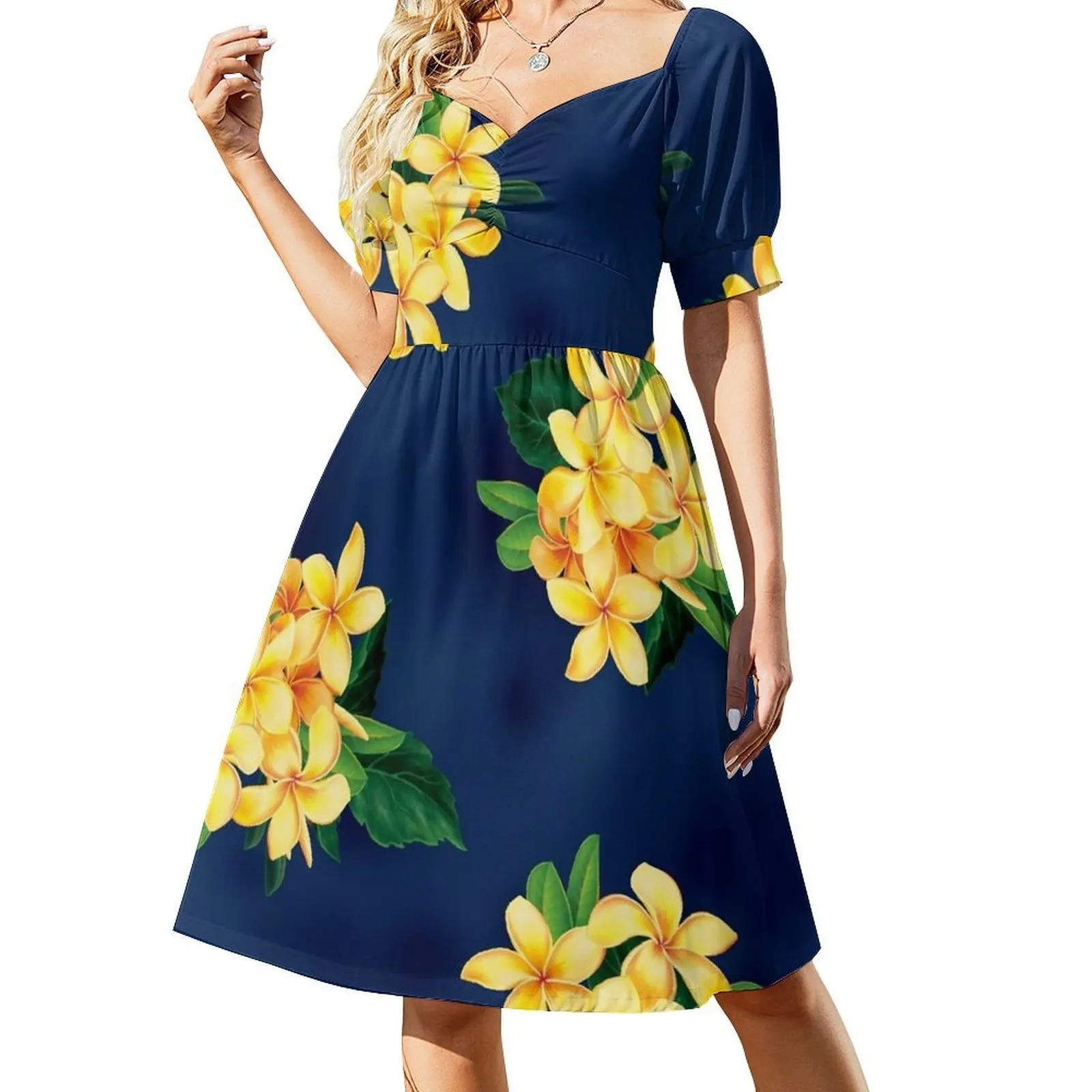 

Tropical Paradise Hawaiian Plumeria Illustration Short Sleeved Dress dresses women summer 2025 elegant dresses for women Dress