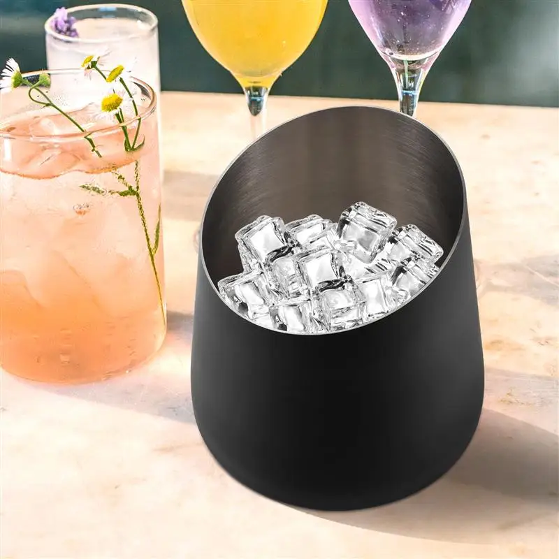 Stainless Steel Ice Bucket Champagne Wine Beer Cooler Chilling Bucket Ice Cube Barrel Container Bar Bartender Tools