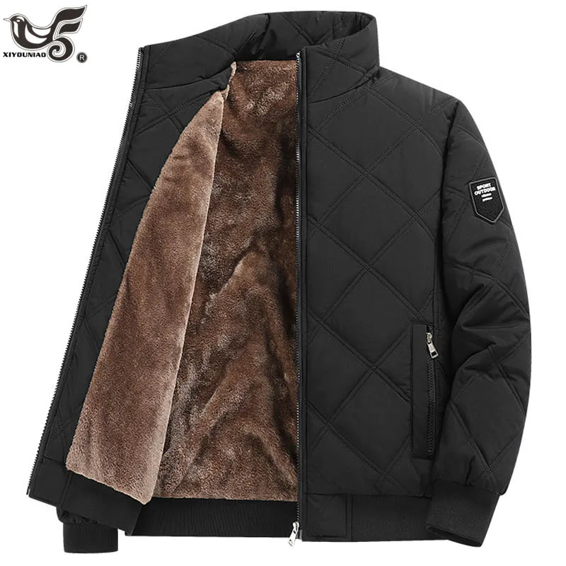 

Plus Size 6XL 7XL 8XL Winter Jacket Man Thick Fleece Warm Stand Collar Motorcycle Jacket Cotton Padded Parkas Coat Men Clothing