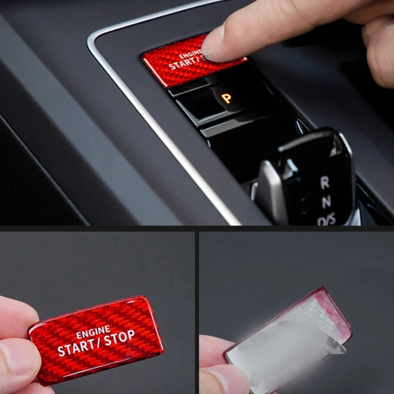 Carbon Fiber Pattern Engine Start Button Sticker for Dashboard Cabin Accents