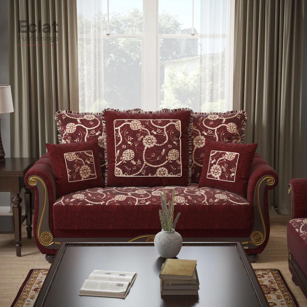 

PrimeNest Timeberline Collection Upholstered Convertible Loveseat with Storage, Burgundy, living room furniture, sofa bed,