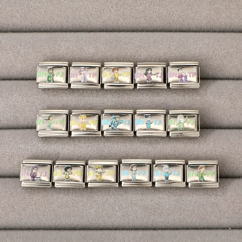Y2K Fashion Various Personality Series Italian Charm Links Fit 9mm Bracelet Stainless Steel Women Men DIY Making Jewelry Gifts