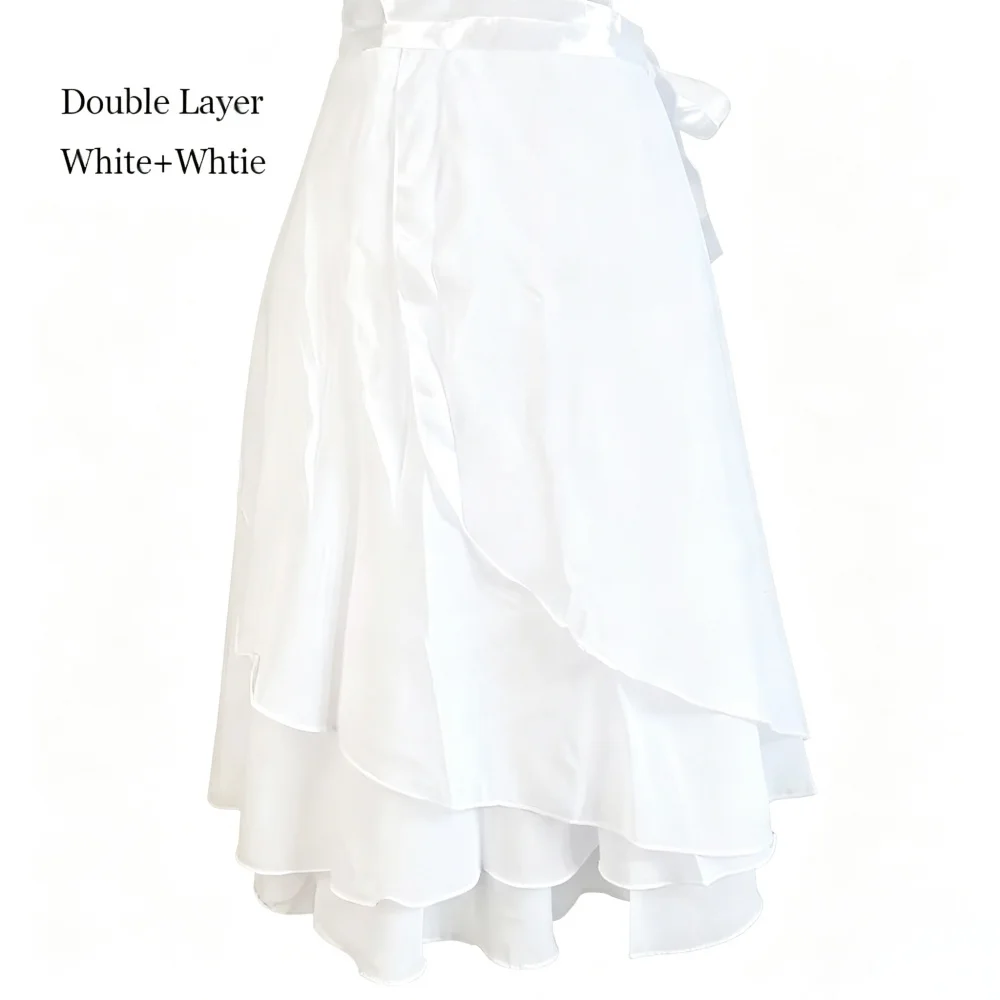 

Women Ballet Dance Skirt Satin Waist Tie Chiffon Wrap Skirt Single Layer&Double Layer Two-Color Training Performance Skirt