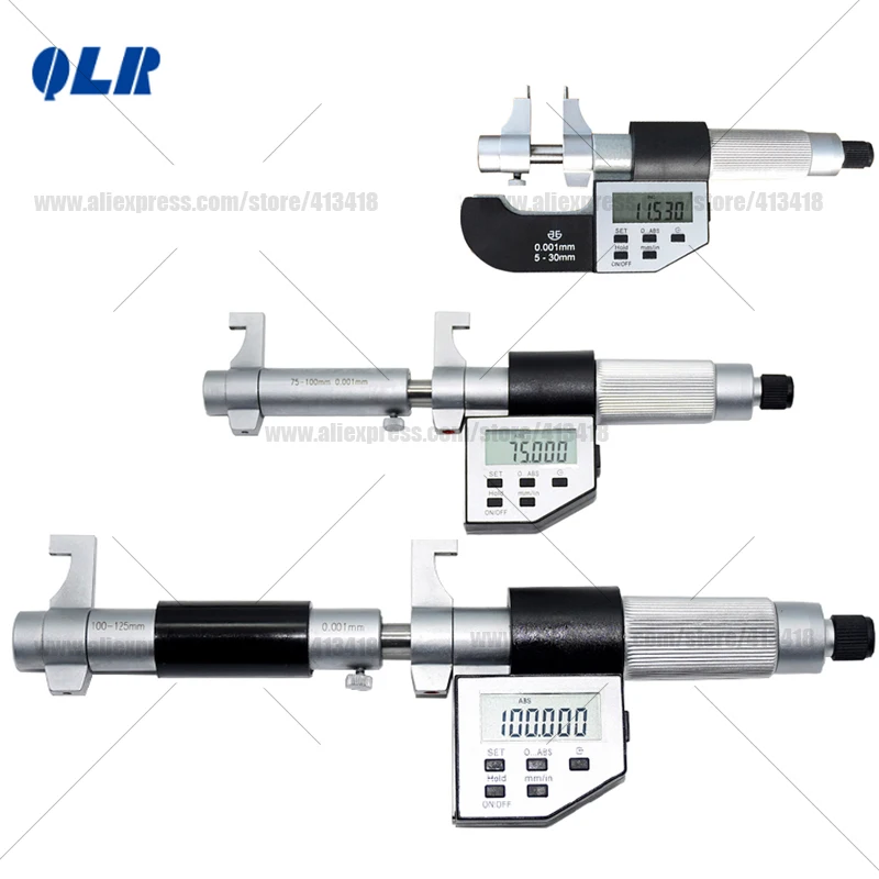 XIBEI Inner Micrometer 5-30mm 25-50mm 50-75mm 75-100mm IP54 Inside Micrometer 0.001mm mm/Inch Electronic Caliper Precision