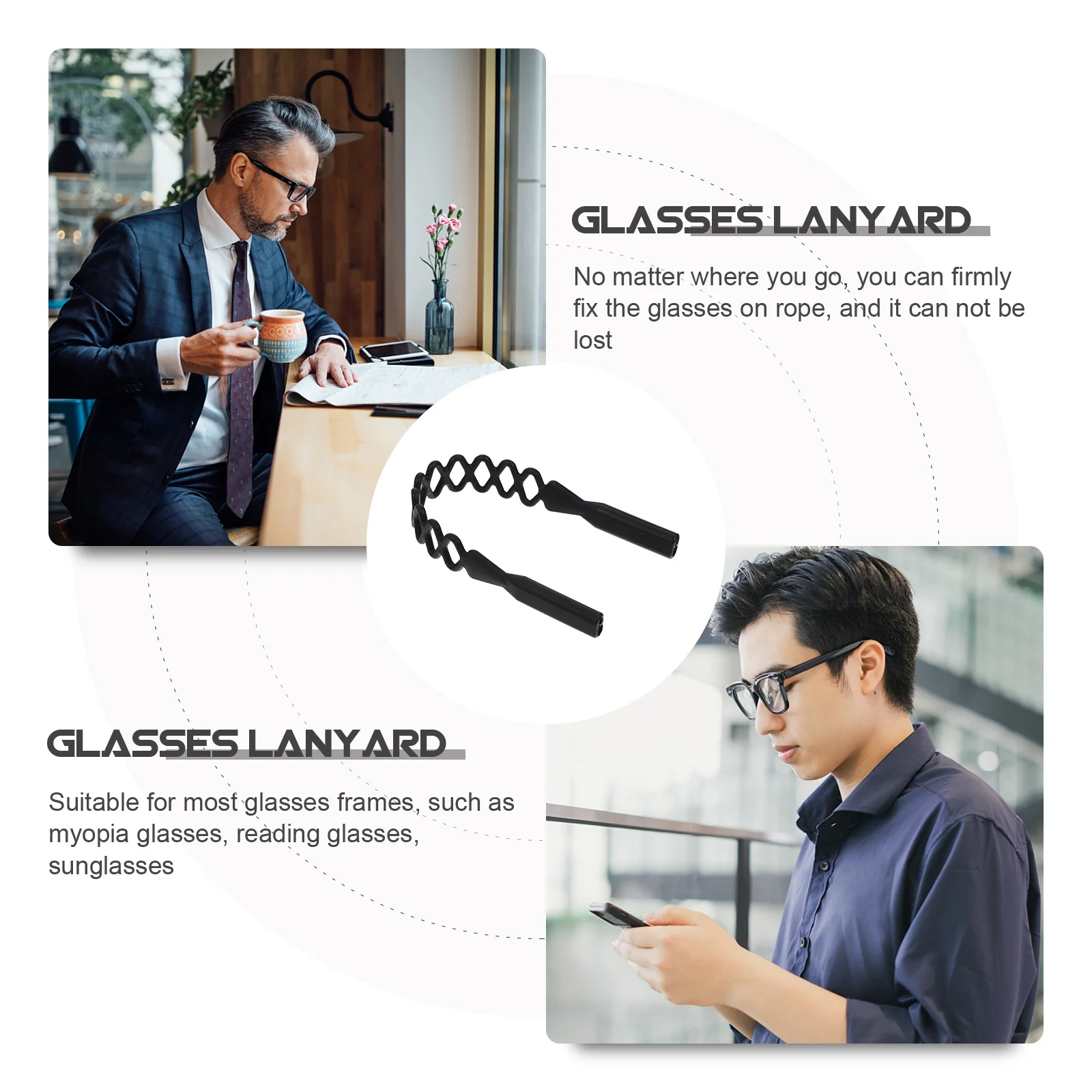 

6Pcs Eyeglasses Chain Non-Slip Strap Silicone Holder Reusable Glasses Retainer for Men Women Sunglasses Reading Glasses